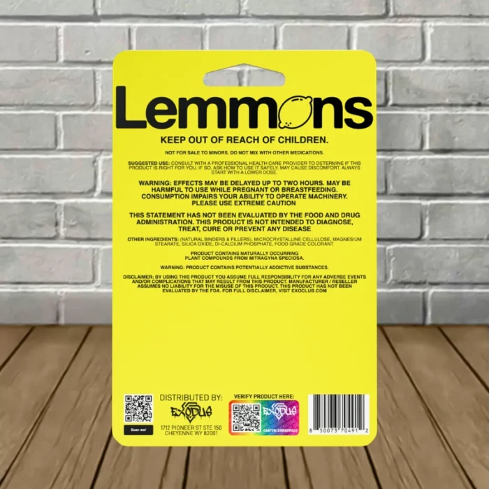 Lemmons Extra Strength 7-Hydroxy Chewable Tablet - Blueberry -- 6ct Blister Pack-back Lemmons Extra Strength 7-Hydroxy Chewable Tablet - Blueberry -- 6ct Blister Pack-back