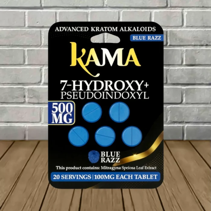 Kama 7-Hydroxy + Pseudo Tablets 500mg-Blue Razz -- 5ct Blister Pack Kama 7-Hydroxy + Pseudo Tablets 500mg-Blue Razz -- 5ct Blister Pack