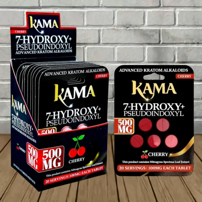 Kama 7-Hydroxy + Pseudo Tablets 500mg-Cherry -- BULK CASE Kama 7-Hydroxy + Pseudo Tablets 500mg-Cherry -- BULK CASE