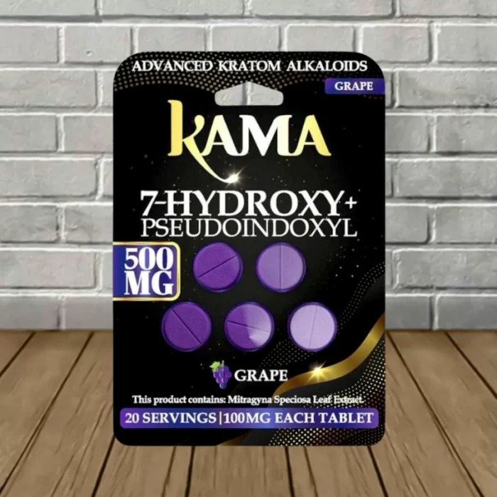 Kama 7-Hydroxy + Pseudo Tablets 500mg-Grape -- 5ct Blister Pack Kama 7-Hydroxy + Pseudo Tablets 500mg-Grape -- 5ct Blister Pack