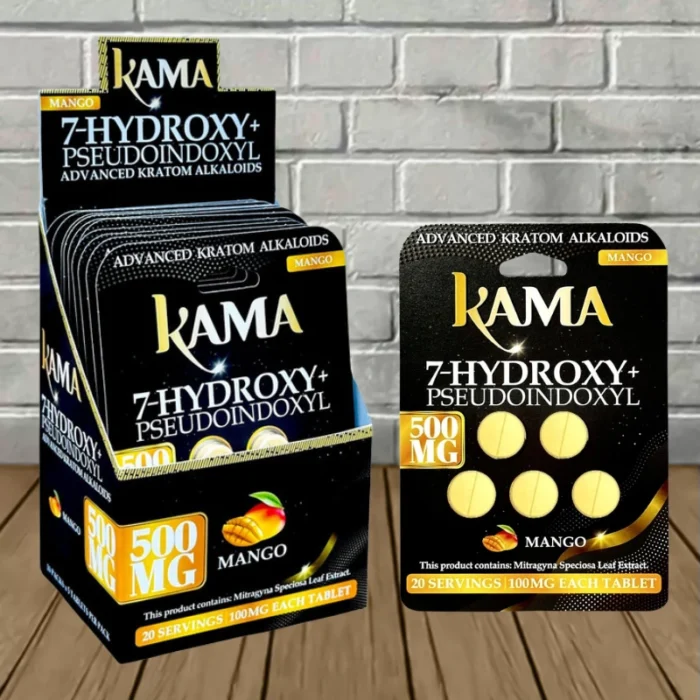 Kama 7-Hydroxy + Pseudo Tablets 500mg-Mango -- BULK CASE Kama 7-Hydroxy + Pseudo Tablets 500mg-Mango -- BULK CASE