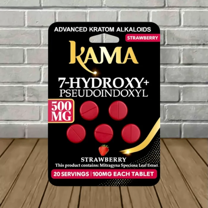 Kama 7-Hydroxy + Pseudo Tablets 500mg-Strawberry -- 5ct Blister Pack Kama 7-Hydroxy + Pseudo Tablets 500mg-Strawberry -- 5ct Blister Pack