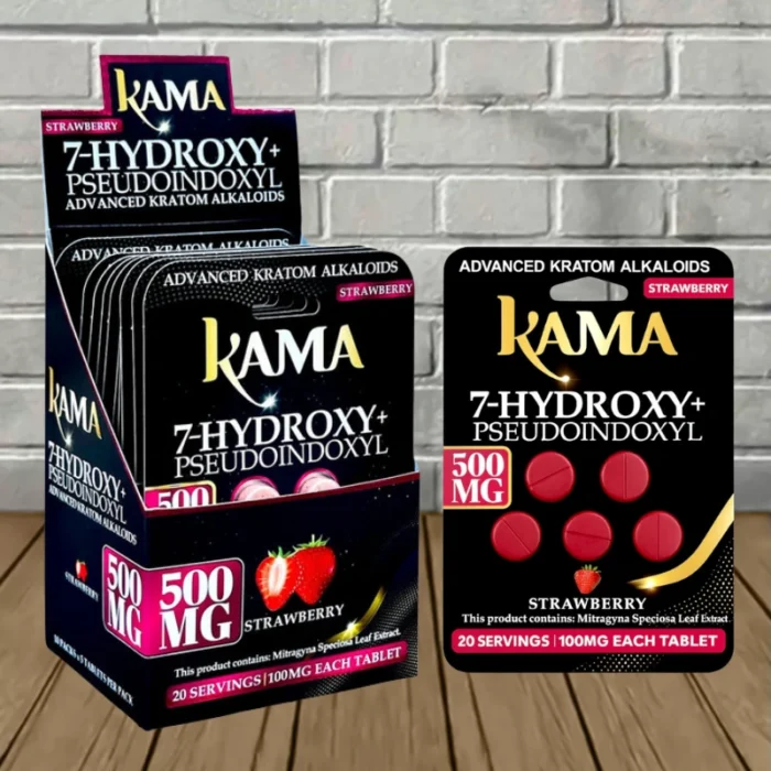 Kama 7-Hydroxy + Pseudo Tablets 500mg-Strawberry -- BULK CASE Kama 7-Hydroxy + Pseudo Tablets 500mg-Strawberry -- BULK CASE