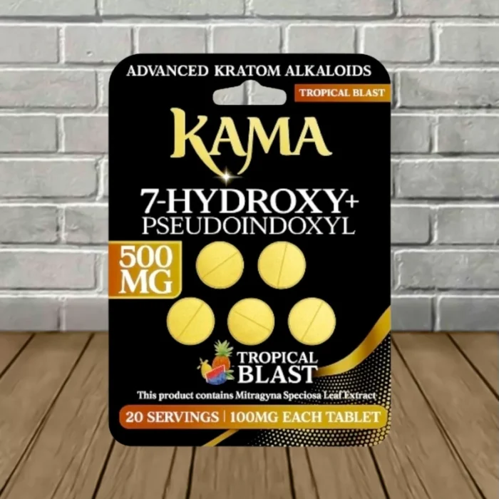 Kama 7-Hydroxy + Pseudo Tablets 500mg-Tropical Blast -- 5ct Blister Pack Kama 7-Hydroxy + Pseudo Tablets 500mg-Tropical Blast -- 5ct Blister Pack