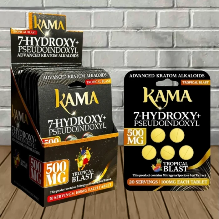 Kama 7-Hydroxy + Pseudo Tablets 500mg-Tropical Blast -- BULK CASE Kama 7-Hydroxy + Pseudo Tablets 500mg-Tropical Blast -- BULK CASE