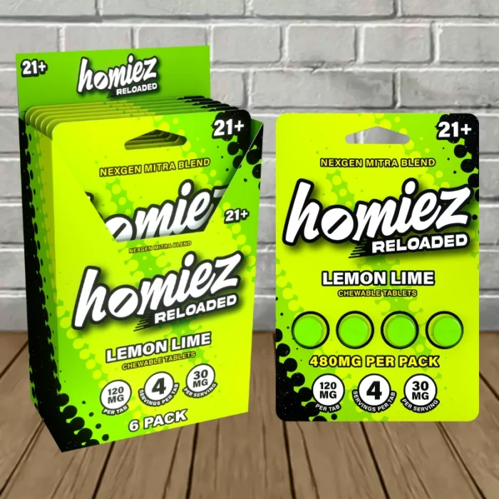 Homiez Reloaded NexGen Mitra Blend Tablets 480mg-Lemon Lime -- 4ct x 6 = 24 Tablets BULK CASE Homiez Reloaded NexGen Mitra Blend Tablets 480mg-Lemon Lime -- 4ct x 6 = 24 Tablets BULK CASE