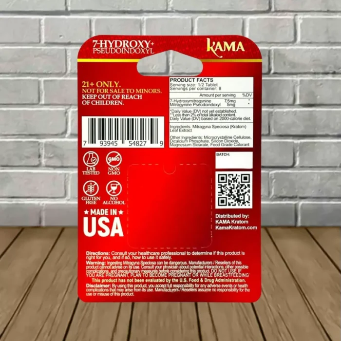 Kama-7-Hydroxy-Pseudo-Chewable-Tablets-100mg-Natural-4ct-Single-Blister-Pack-Product-Facts Kama-7-Hydroxy-Pseudo-Chewable-Tablets-100mg-Natural-4ct-Single-Blister-Pack-Product-Facts