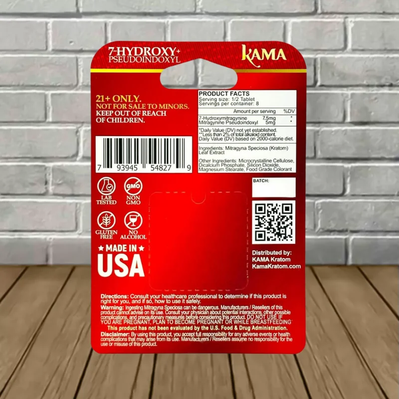 Kama-7-Hydroxy-Pseudo-Chewable-Tablets-100mg-Natural-4ct-Single-Blister-Pack-Product-Facts
