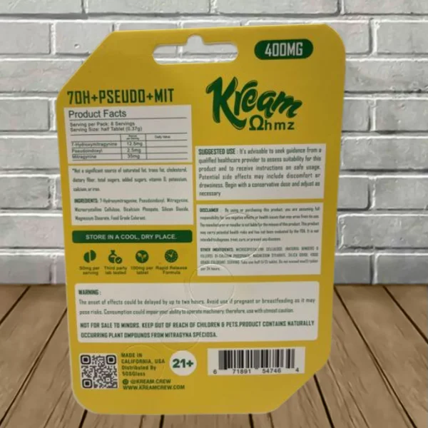 Kream-7OH-Pseudo-Mit-Extract-Tablets-4ct-Mango-Supplement-Facts