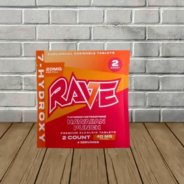 Rave-7-Hydroxy-Hawaiian-Punch-Chewable-Extract-Tablets-2ct-Sachet-20mg Rave-7-Hydroxy-Hawaiian-Punch-Chewable-Extract-Tablets-2ct-Sachet-20mg