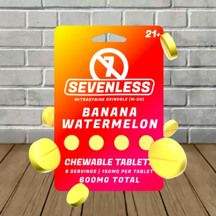 Sevenless Mitragynine Oxindole Tablets 600mg-Banana Watermelon -- 4ct Blister Pack Sevenless Mitragynine Oxindole Tablets 600mg-Banana Watermelon -- 4ct Blister Pack