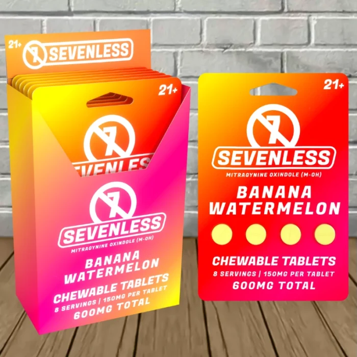 Sevenless Mitragynine Oxindole Tablets 600mg-Banana Watermelon -- BULK CASE Sevenless Mitragynine Oxindole Tablets 600mg-Banana Watermelon -- BULK CASE
