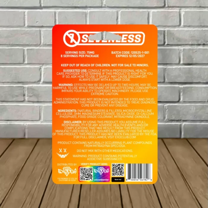 Sevenless Mitragynine Oxindole Tablets 600mg-Mango Berries -- 4ct Single Blister-back Sevenless Mitragynine Oxindole Tablets 600mg-Mango Berries -- 4ct Single Blister-back