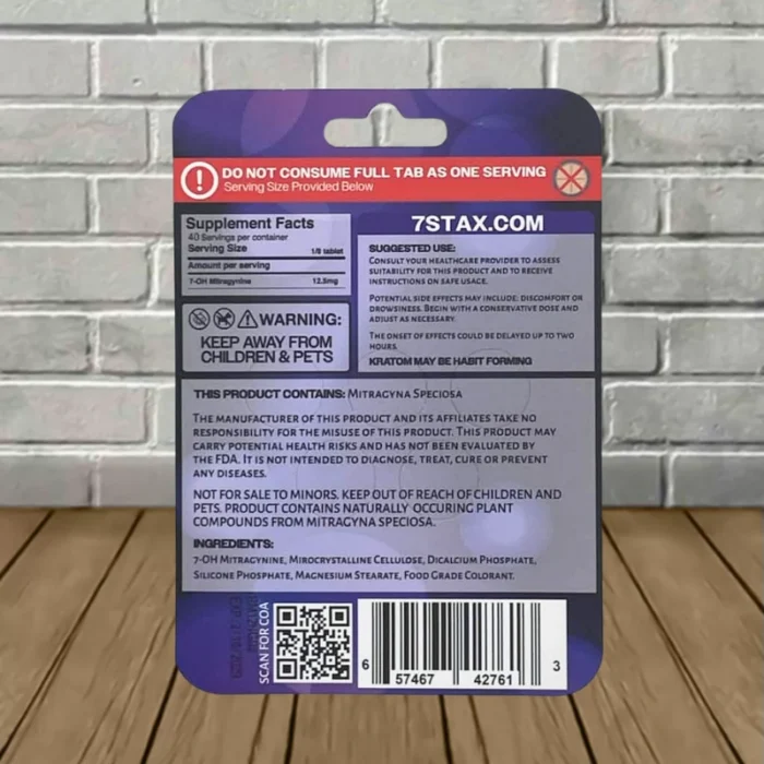 7Stax-7-hydroxymitragynine-and-Mitragynine-Tablets-100mg-Grape-5ct-supplement-facts 7Stax-7-hydroxymitragynine-and-Mitragynine-Tablets-100mg-Grape-5ct-supplement-facts