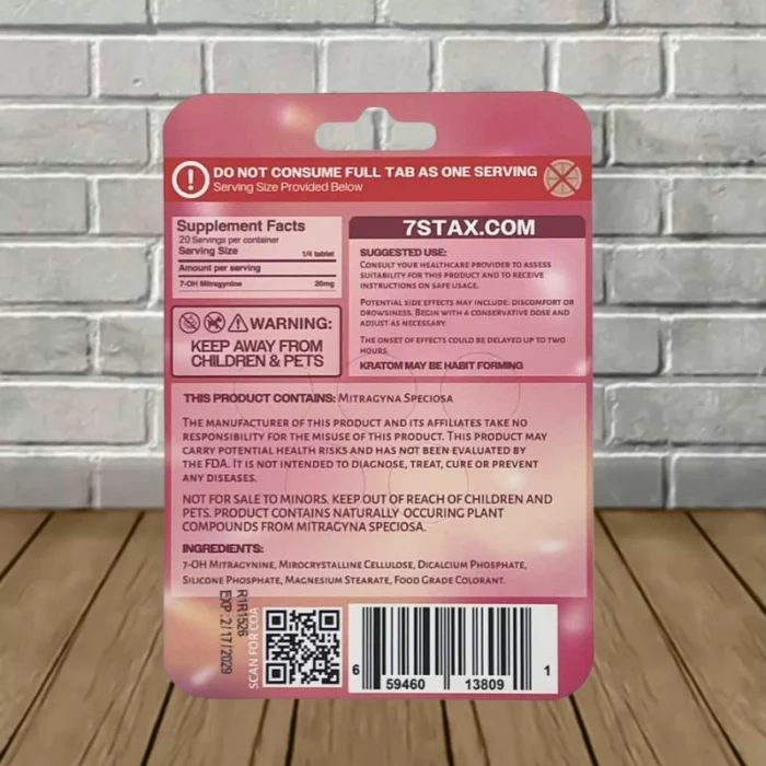 7Stax-7-hydroxymitragynine-and-Mitragynine-Tablets-80mg-Raspberry-5ct-supplement-facts 7Stax-7-hydroxymitragynine-and-Mitragynine-Tablets-80mg-Raspberry-5ct-supplement-facts