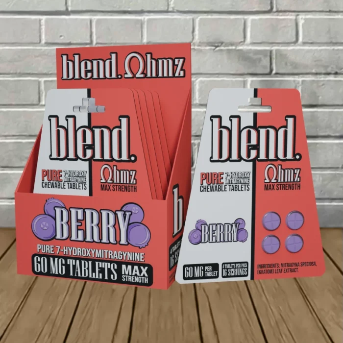 Blend 7‑Hydroxy Chewable Tablets 60mg - Berry -- 5 X 4ct = 20 Tablets BULK CASE Blend 7‑Hydroxy Chewable Tablets 60mg - Berry -- 5 X 4ct = 20 Tablets BULK CASE