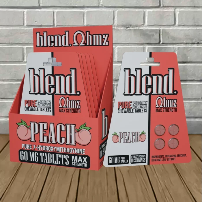 Blend 7‑Hydroxy Chewable Tablets 60mg - Peach -- 5 X 4ct = 20 Tablets BULK CASE Blend 7‑Hydroxy Chewable Tablets 60mg - Peach -- 5 X 4ct = 20 Tablets BULK CASE