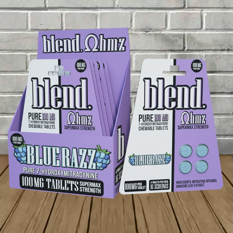 Blend Ohmz SuperMAX Strength 100mg - Blue Razz -- 4ct X 5 = 20 Tablets BULK CASE