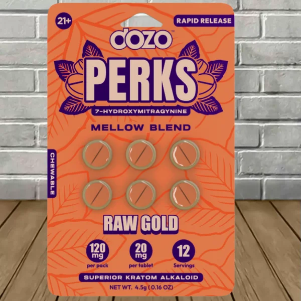 Dozo-PERKS-7-Hydroxymitragynine-Tablets-6ct-Raw-Gold-Mellow-Blend Dozo PERKS 7-Hydroxymitragynine Tablets 6ct Raw Gold (Mellow Blend)