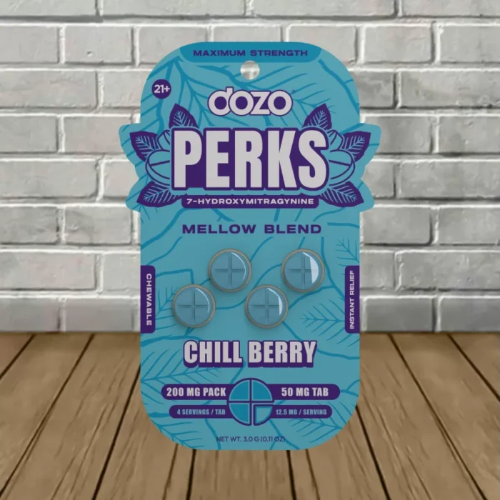 Dozo-Perks-7-Oh-Tablets-50mg-4ct-Pack-Chill-Berry-Mellow-Blend-Single-4ct-Blister-Pack Dozo PERKS Extra Strength 7-OH Extract Tablets 4ct Chill Berry (Mellow Blend)