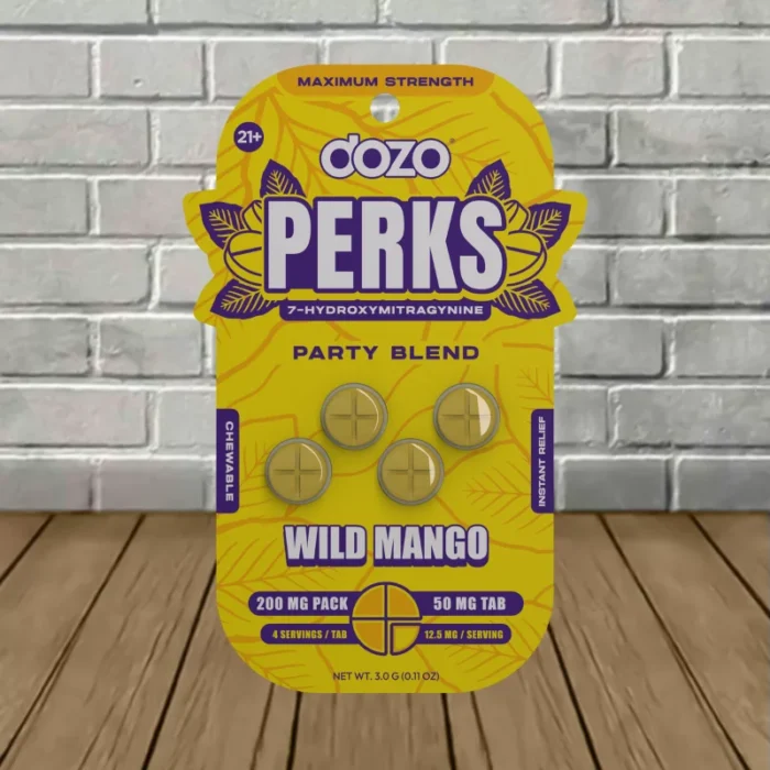 Dozo-Perks-7-Oh-Tablets-50mg-4ct-Pack-Wild-Mango-Party-Blend-Single-4ct-Blister-Pack Dozo PERKS Extra Strength 7-OH Extract Tablets 4ct Wild Mango (Party Blend)