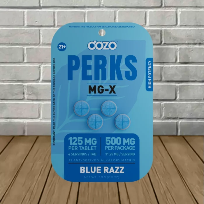 Dozo Perks MGX Plant Alkoid Matrix 125mg - Blue Razz -- 4ct Blister Pack Dozo Perks MGX Plant Alkoid Matrix 125mg - Blue Razz -- 4ct Blister Pack
