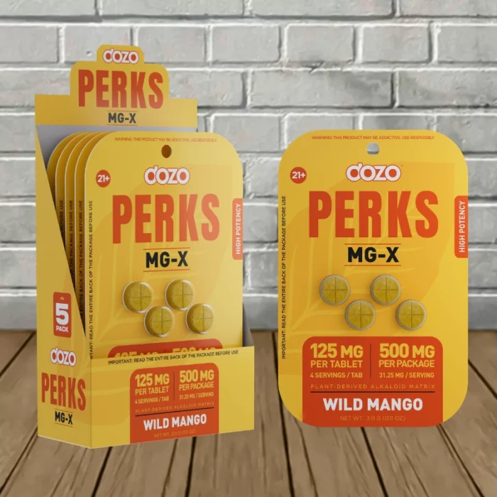 Dozo Perks MGX Plant Alkoid Matrix 125mg -Wild Mango -- 4ct X 5 = 20 Tablets BULK CASE Dozo Perks MGX Plant Alkoid Matrix 125mg -Wild Mango -- 4ct X 5 = 20 Tablets BULK CASE