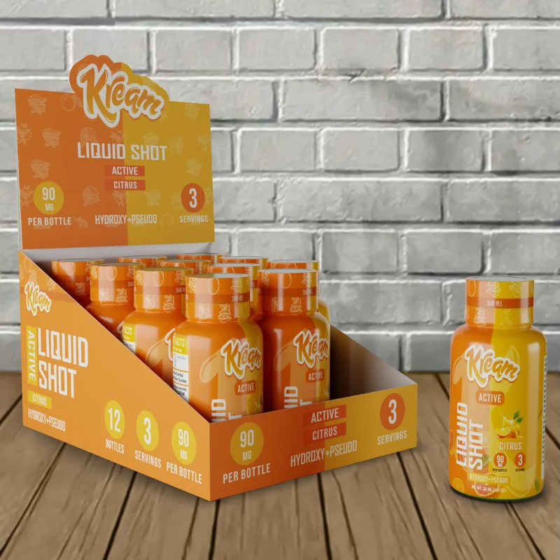 Kream 7-Hydroxy Bottle Bulk Case Deal - Active -- Citrus 12 Bottle DISPLAY --7-Hydroxy+Pseudo (90mg)