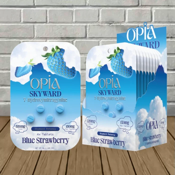 OPIA Skyward 7-Hydroxy Tablets 130mg - Blue Strawberry -- 4ct X 10 = 40 Tablets BULK CASE OPIA Skyward 7-Hydroxy Tablets 130mg - Blue Strawberry -- 4ct X 10 = 40 Tablets BULK CASE
