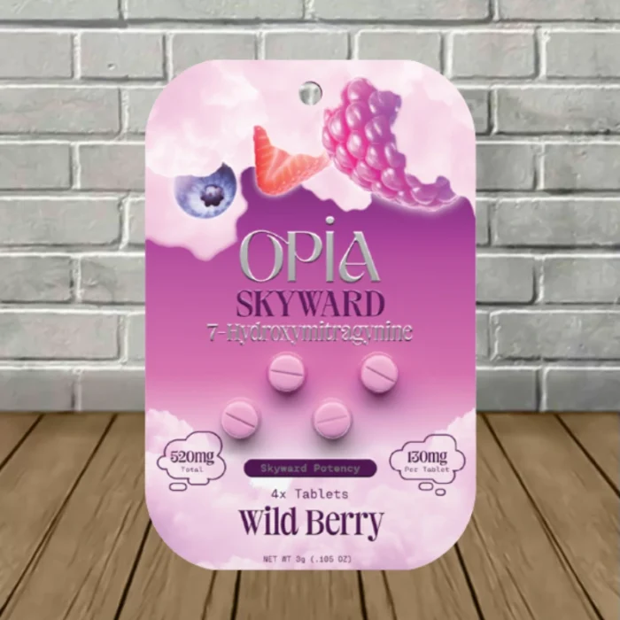 OPIA Skyward 7-Hydroxy Tablets 130mg - Wild Berry -- 4ct Blister Pack OPIA Skyward 7-Hydroxy Tablets 130mg - Wild Berry -- 4ct Blister Pack