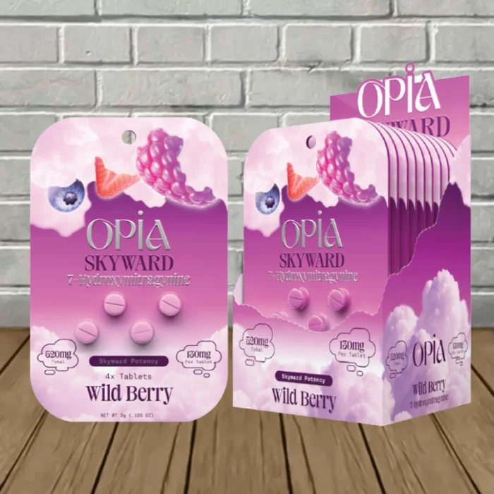 OPIA Skyward 7-Hydroxy Tablets 130mg - Wild Berry -- 4ct X 10 = 40 Tablets BULK CASE OPIA Skyward 7-Hydroxy Tablets 130mg - Wild Berry -- 4ct X 10 = 40 Tablets BULK CASE