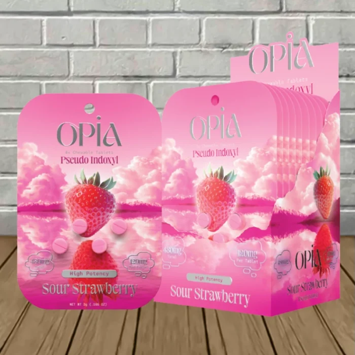 Opia Psuedo Tablets 480mg - Sour Strawberry -- 4ct X 10 = 40 Tablets BULK CASE Opia Psuedo Tablets 480mg - Sour Strawberry -- 4ct X 10 = 40 Tablets BULK CASE