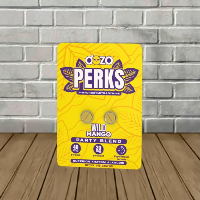 Perks-by-Dozo-7ohm-tablets-Single-Pack-Wild-Mango Dozo PERKS 7-Hydroxymitragynine Tablets 2ct Wild Mango (Party Blend)