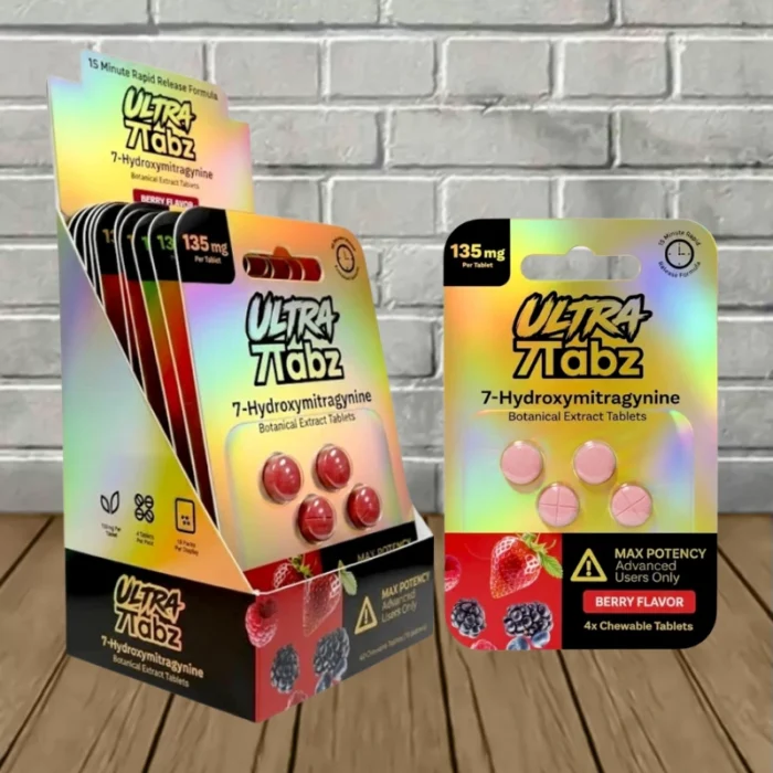 7Tabz Ultra Strength 7-Hydroxy Tablets 135mg - Berry -- 4ct x 10 = 40 Tablets BULK CASE 7Tabz Ultra Strength 7-Hydroxy Tablets 135mg - Berry -- 4ct x 10 = 40 Tablets BULK CASE