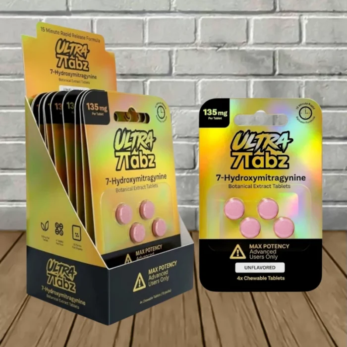 7Tabz Ultra Strength 7-Hydroxy Tablets 135mg - Unflavored -- 4ct x 10 = 40 Tablets BULK CASE 7Tabz Ultra Strength 7-Hydroxy Tablets 135mg - Unflavored -- 4ct x 10 = 40 Tablets BULK CASE