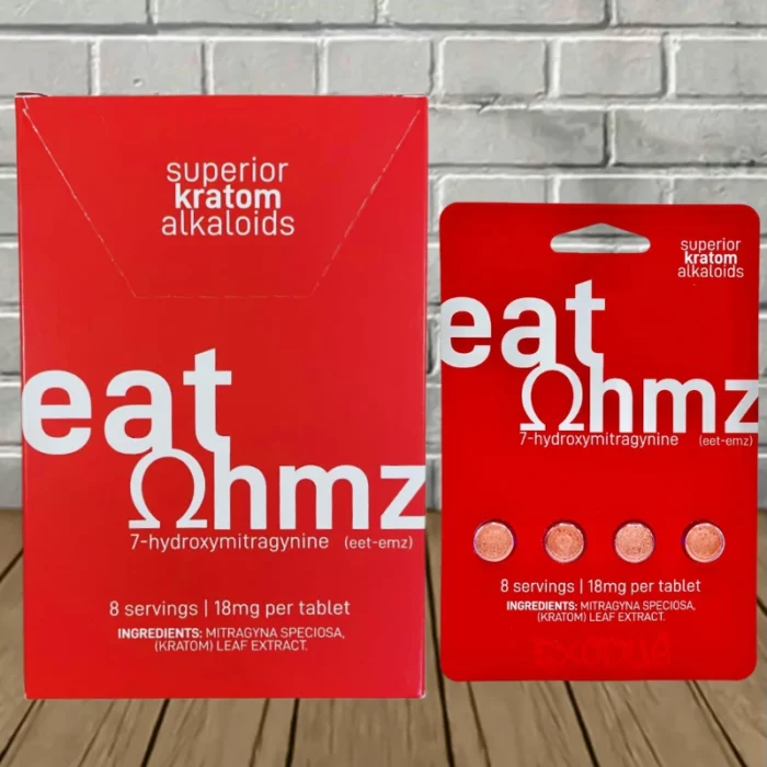 Eat Ohmz 7-Hydroxy Kratom Tablets 18mg (Red) - 4ct x 6 = 24 Tablets BULK CASE Eat Ohmz 7-Hydroxy Kratom Tablets 18mg (Red) - 4ct x 6 = 24 Tablets BULK CASE