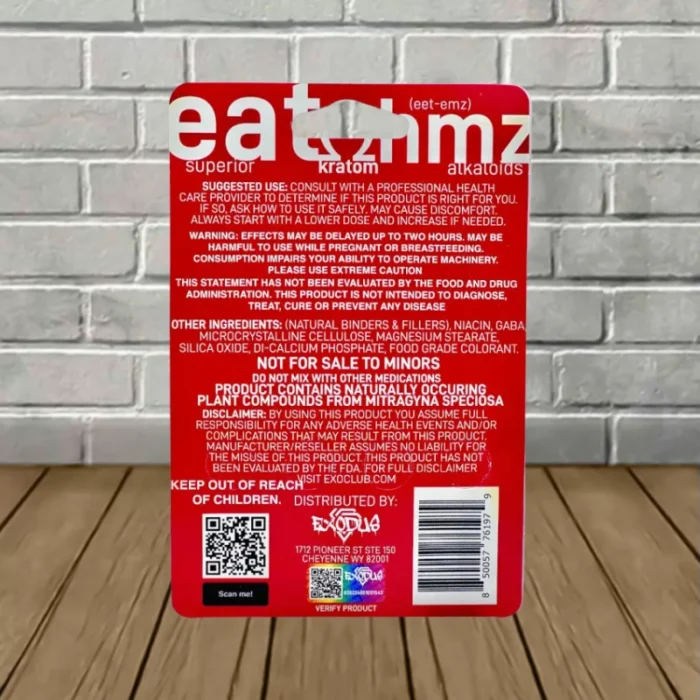 Eat Ohmz 7-Hydroxy Kratom Tablets 18mg (Red) - back Eat Ohmz 7-Hydroxy Kratom Tablets 18mg (Red) - back