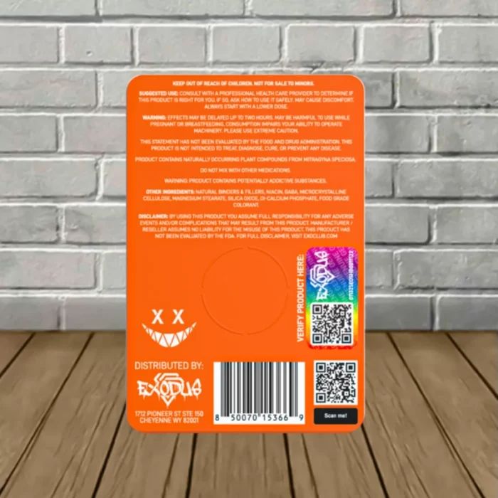 Eat Ohmz 7-Hydroxy Orange 50mg - 1ct Single Blister Pack - back Eat Ohmz 7-Hydroxy Orange 50mg - 1ct Single Blister Pack - back
