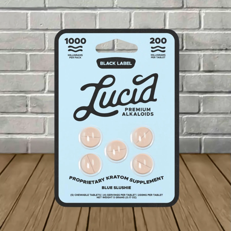 Lucid Black Label Proprietary Kratom Tablets 1000mg - Blue Slushie -- 5ct Blister Pack