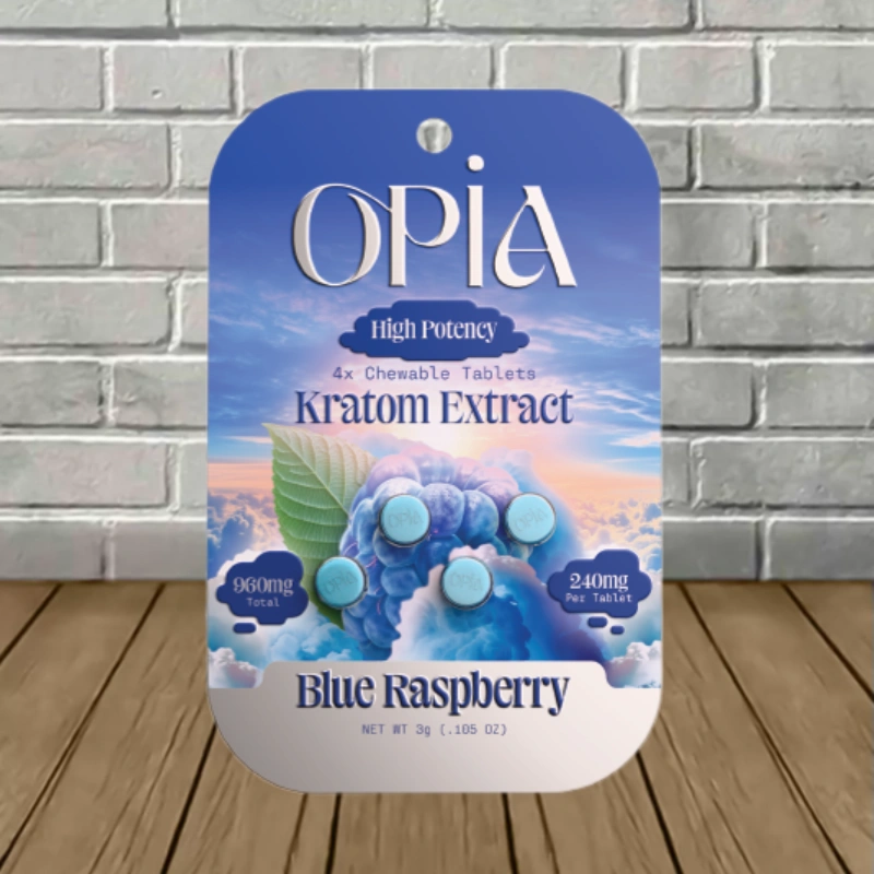 OPIA High Potency Kratom Extract Tablets 240mg - Blue Raspberry -- 4ct Blister Pack