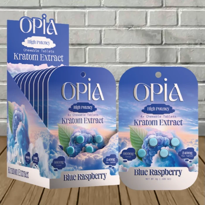 OPIA High Potency Kratom Extract Tablets 240mg - Blue Raspberry -- 4ct x 10 = 40 Tablets BULK CASE OPIA High Potency Kratom Extract Tablets 240mg - Blue Raspberry -- 4ct x 10 = 40 Tablets BULK CASE