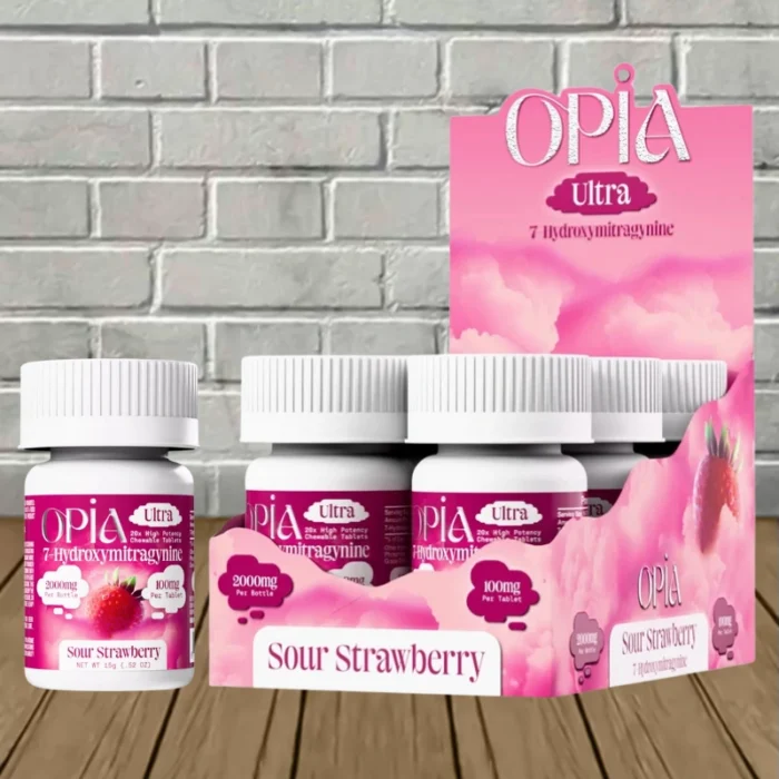 OPIA Ultra 7-OH High Potency Tablets 2000mg - Sour Strawberry -- 20ct x 6 = 120 Tablets BULK CASE OPIA Ultra 7-OH High Potency Tablets 2000mg - Sour Strawberry -- 20ct x 6 = 120 Tablets BULK CASE