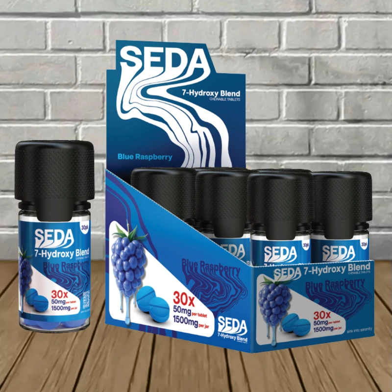 Seda 7-Hydroxy Blend Tablets 50mg - Blue Raspberry -- 6 X 30ct Tablets = 180 Tablets BULK CASE