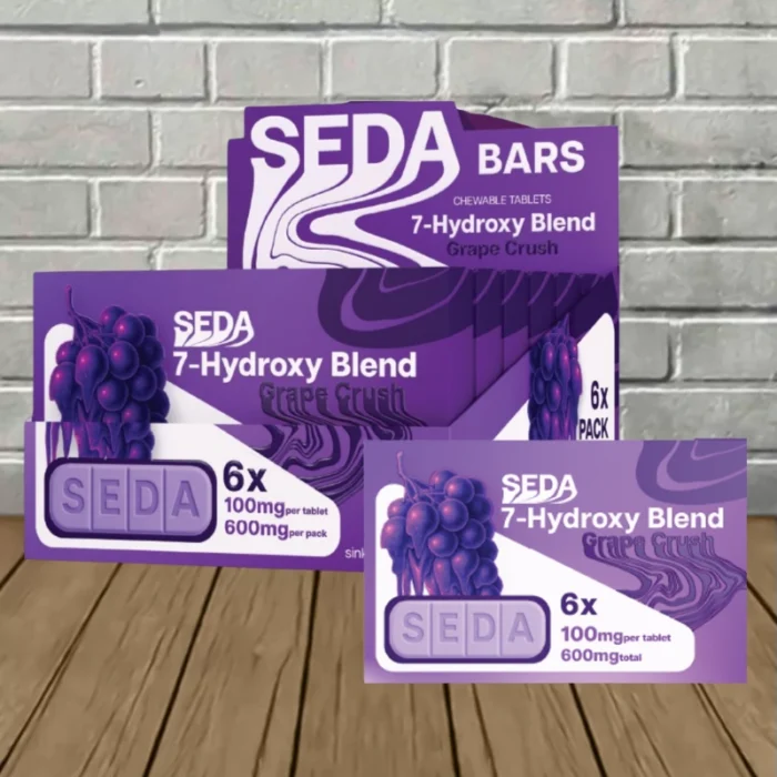 Seda 7-hydroxymitragynine Chewable Tablet 100mg - Grape Crush -- 6ct X 6 = 36 Tablets BULK CASE Seda 7-hydroxymitragynine Chewable Tablet 100mg - Grape Crush -- 6ct X 6 = 36 Tablets BULK CASE