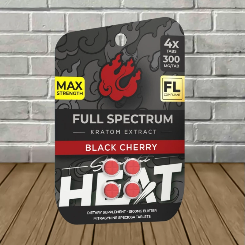 Straight Heat Full-Spectrum Kratom Extract 1200mg - Black Cherry -- 4ct Blister Pack