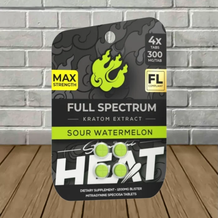 Straight Heat Full-Spectrum Kratom Extract 1200mg - Sour Watermelon -- 4ct Blister Pack Straight Heat Full-Spectrum Kratom Extract 1200mg - Sour Watermelon -- 4ct Blister Pack