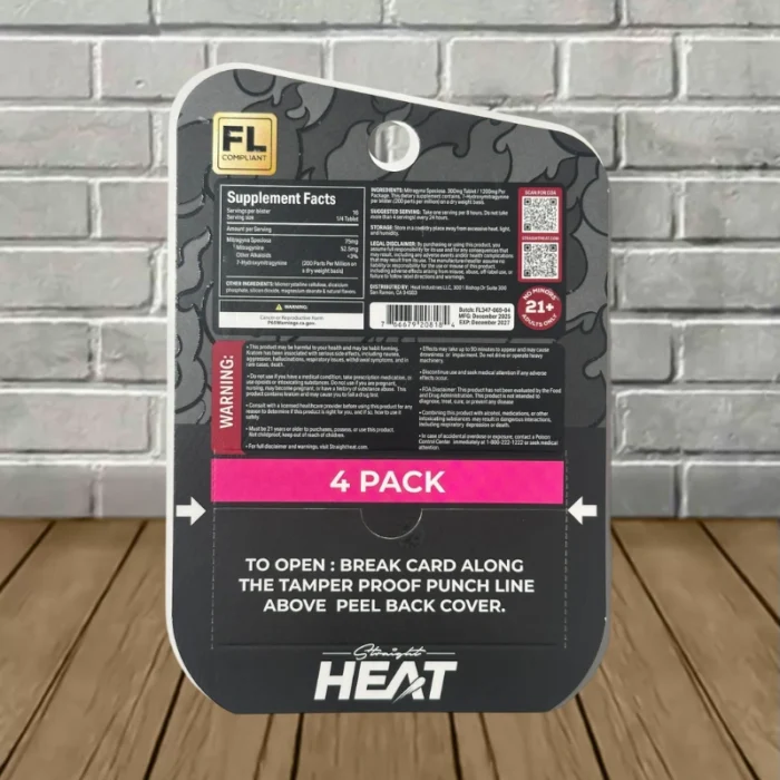 Straight Heat Full-Spectrum Kratom Extract 1200mg - Strawberry Wild -- 4ct Blister Pack - back Straight Heat Full-Spectrum Kratom Extract 1200mg - Strawberry Wild -- 4ct Blister Pack - back