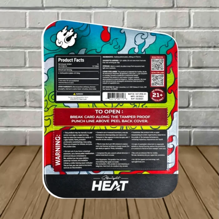 Straight Heat One Fifties 7-Hydroxy Tablets 600mg - Blue Razz -- 4ct Blister Pack - back Straight Heat One Fifties 7-Hydroxy Tablets 600mg - Blue Razz -- 4ct Blister Pack - back