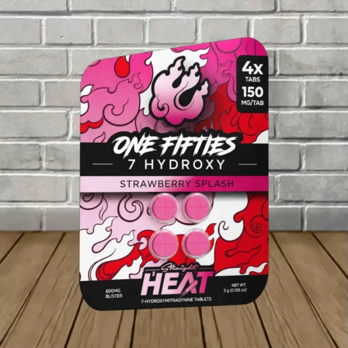Straight Heat One Fifties 7-Hydroxy Tablets 600mg - Strawberry Splash -- 4ct Blister Pack Straight Heat One Fifties 7-Hydroxy Tablets 600mg - Strawberry Splash -- 4ct Blister Pack