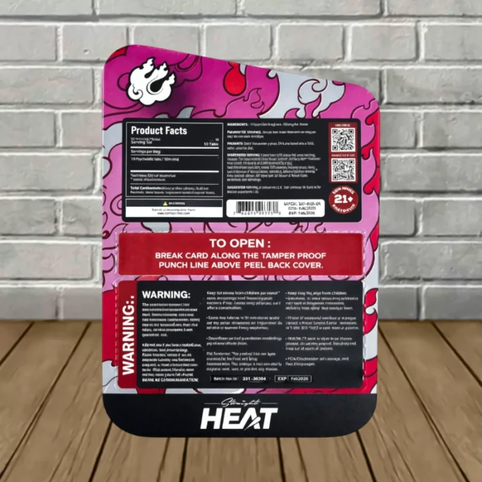 Straight Heat One Fifties 7-Hydroxy Tablets 600mg - Strawberry Splash -- 4ct Blister Pack - back Straight Heat One Fifties 7-Hydroxy Tablets 600mg - Strawberry Splash -- 4ct Blister Pack - back